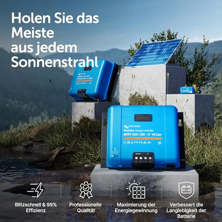 Victron Energy BlueSolar 250/100 VE.Can, MPPT Solarladeregler mit 100A, flexibel für 12/24/48V, hochwirksam und programmierbar – Bild 3