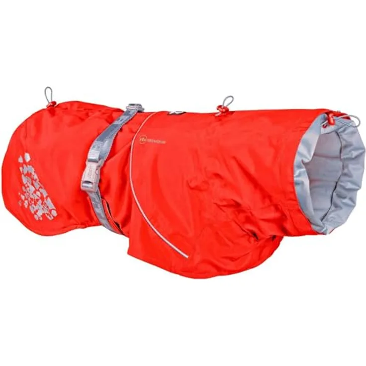 Hurtta Monsoon Hunderegenmantel, wasserdicht Regenjacke für Hunde mit Reflektoren, 100% recyceltem Material, Rot 50cm