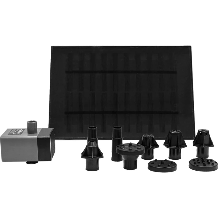 Heissner Springbrunnenpumpe Heissner SOLAR Wasserspielpumpen-Set 250 l/h, Solarbetrieben mit 7 Düsenaufsätzen, ideal für Gartenteiche – Bild 1