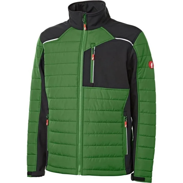 FORTIS Hybrid-Steppjacke grün/schwarz Gr. L, Materialmix aus Steppzonen und Softshell, atmungsaktiv mit Reißverschlusstaschen