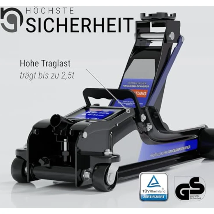 HAGO Hydraulischer Wagenheber 2,5T Rangierwagenheber KFZ Gummiauflage 360° Rollen tragbar – Bild 3