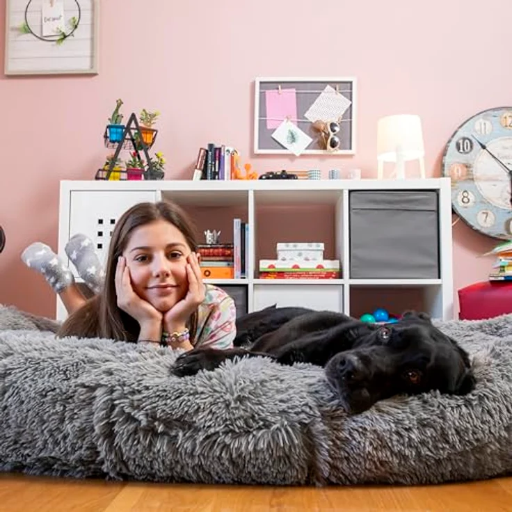 InnovaGoods Cloft Hundebett, großes Antistress-Hundebett aus Polyestergewebe, grau, mit abnehmbarem und waschbarem Bezug – Bild 4