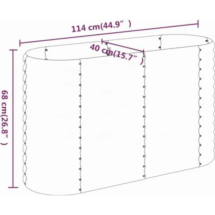vidaXL Hochbeet Braun aus pulverbeschichtetem Stahl, ovales Pflanzgefäß, 114 x 40 x 68 cm – Bild 3