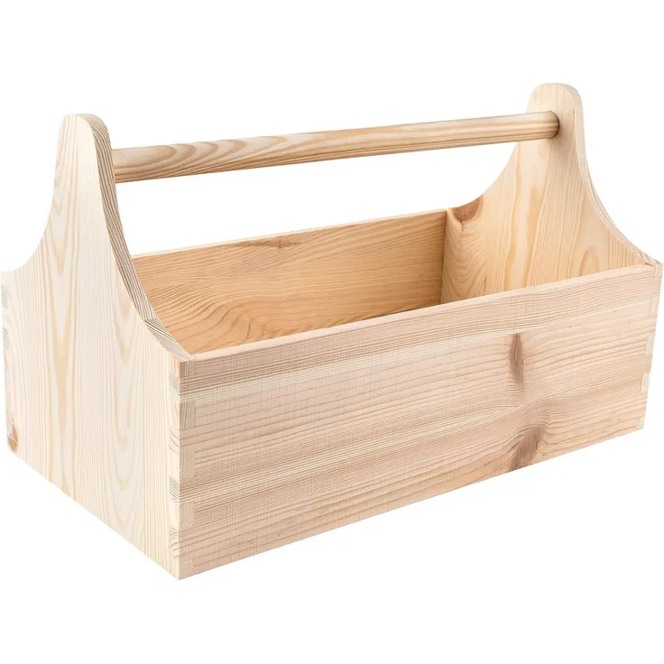 Creative Deco Werkzeugkoffer aus Holz 34 x 18 x 20,5 cm, Naturfarben, 1 St. Teiler, 1 St. Fach, 600g