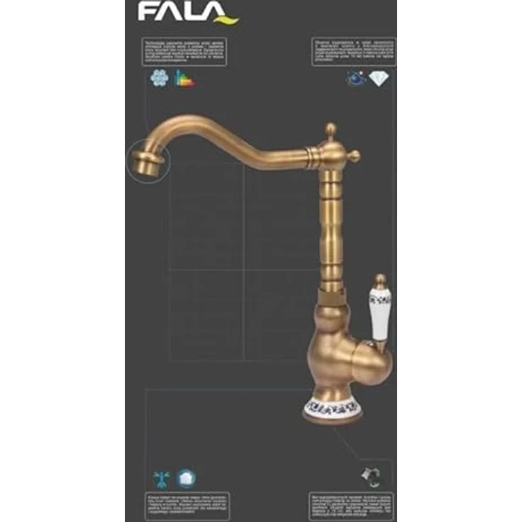 TRIZERATOP Retro Küchenarmatur, Vintage Einhebelmischer in Bronze, wassersparend mit ECOflow-Technologie – Bild 4