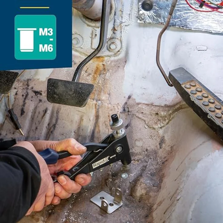 Rapid RP110 Blindnietmutterzange, für M3, M4, M5, M6 Blindnietmuttern, Aluminium-Druckguss, Softgrip-Griff, integrierter Montageschlüssel – Bild 5