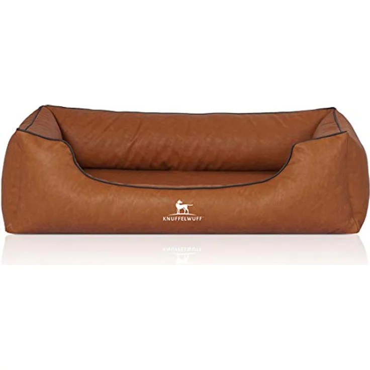 Knuffelwuff Hundebett Henderson, marmoriertes Kunstleder XL 105 x 75cm Rusty, abnehmbarer und waschbarer Bezug, leicht zu reinigen, für große, mittelgroße und kleine Hunde – Bild 2