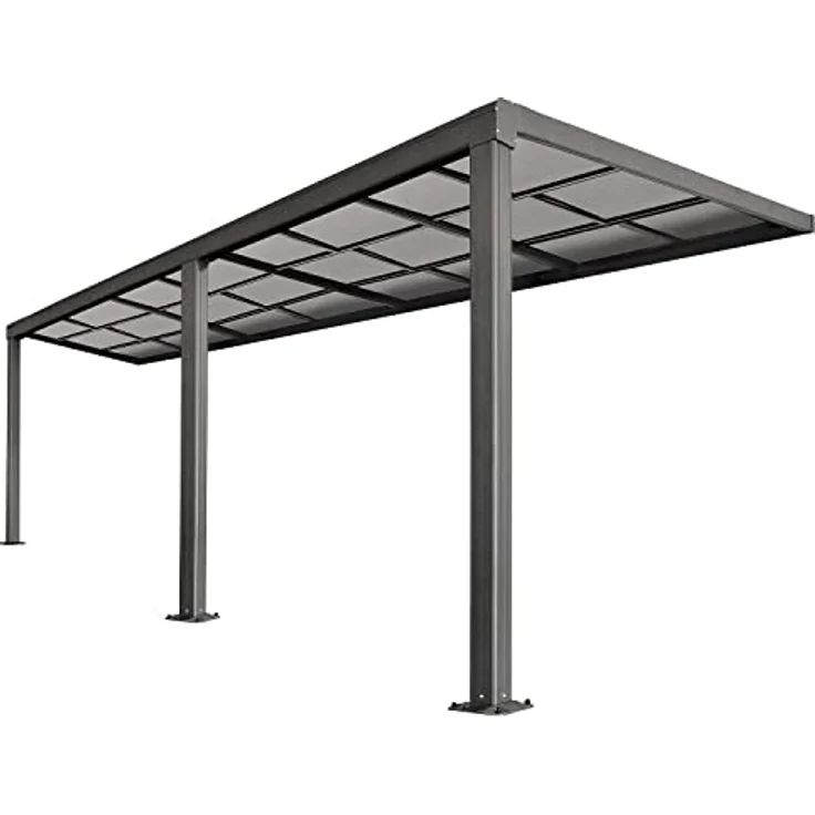 Juskys Terrassenüberdachung 6x3 m mit Schiebedach - Terrassendach aus Aluminium mit Doppelstegplatten - wetterfeste Überdachung mit UV-Schutz - Grau - Preisvergleich – Bild 1