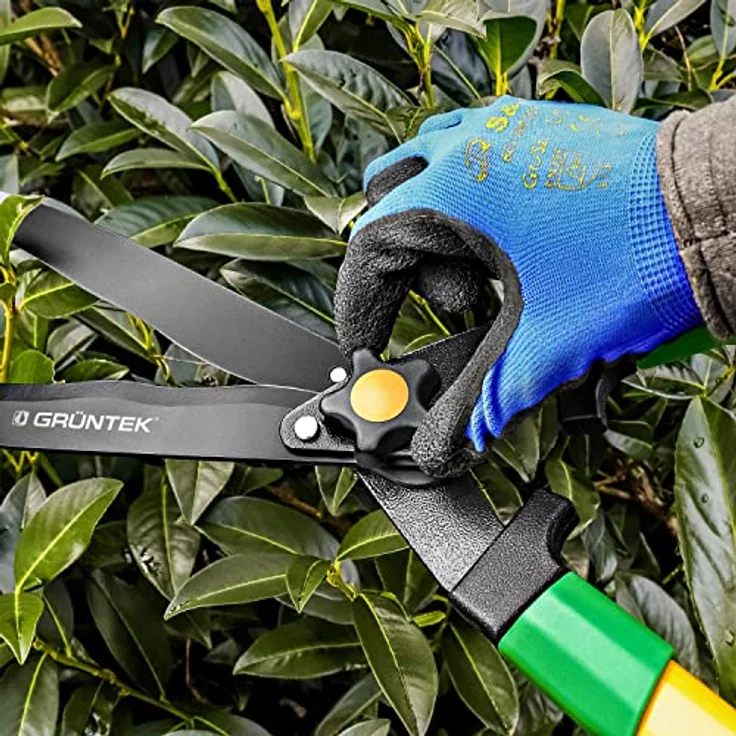 GRÜNTEK HECHT Heckenschere und Astschere, 560 mm mit SK5-Stahlklingen, Teflon-Beschichtung, ergonomischen 2-Komponentengriffen und Anschlagpuffer – Bild 2