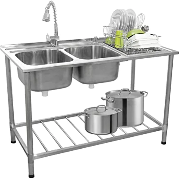 Kukoo Spültisch Gastrospüle Abwaschbecken - Abtropffläche Rechts