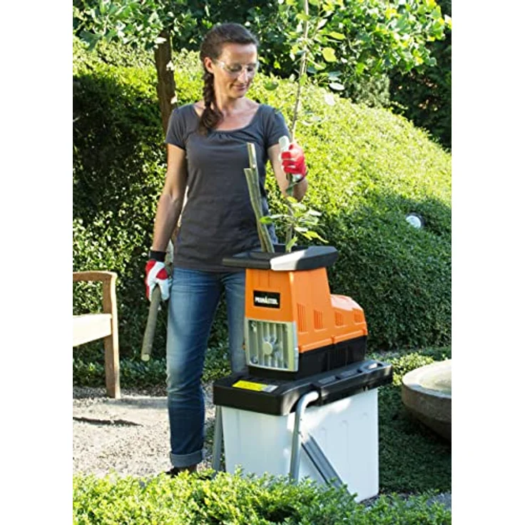 Primaster PMHW 3000 Elektro-Häcksler Leisehäcksler 60 Liter Auffangbox 3000 Watt max Aststärke Ø 45 mm Walzensystem – Bild 3