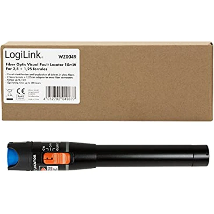 LogiLink LOGILINK LWL-Durchgangsprüfer WZ0049, optisches Testwerkzeug für Glasfaser, 10 mW, robustes Aluminiumgehäuse schwarz – Bild 9