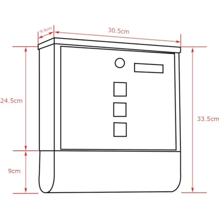 HTI-Living Briefkasten Amin, Edelstahl mit Zeitungsrolle und Sichtfenster, Wandmontage, Maße B/H/T 30,5 x 33,5 x 9,6 cm – Bild 4