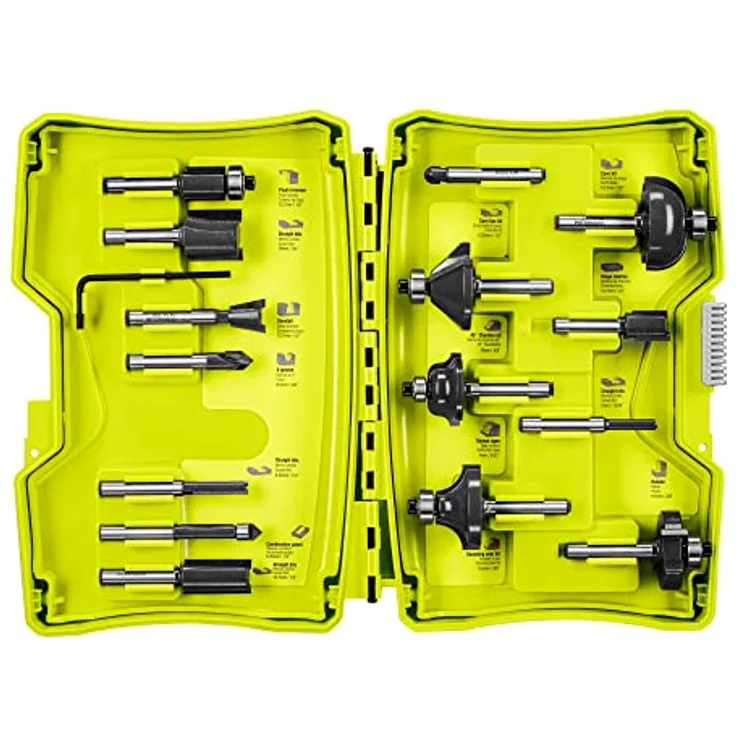 RYOBI - RAKRBS15 RAKRBS15 15-teiliges Set mit 6 mm Schaft (Feile, gerade, V-Nut, Nut, Nut, Abkantung, Schwalbenschwanz, Weichkante, Rundung, Falz) – Bild 2