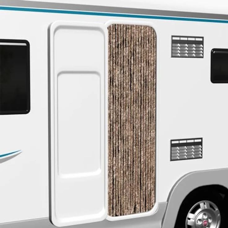 vidaXL Fliegenvorhang, Insektenschutz für Haus Mobilheim Wohnwagen, Türvorhang mit Haken, Fadenvorhang Insektenvorhang, Beige Dunkelbraun Chenille, geräuscharm, pflegeleicht, multifunktional – Bild 2