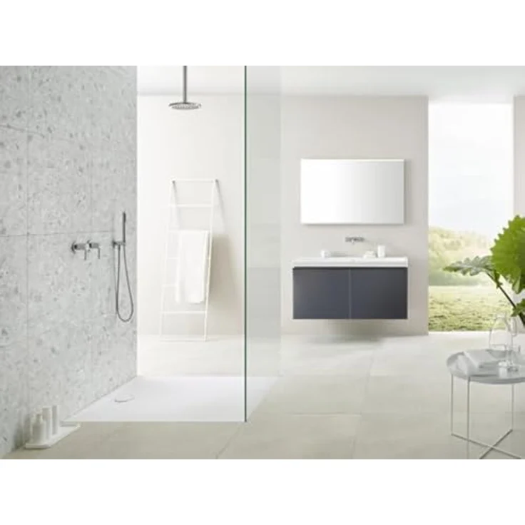 Geberit Rechteckduschwanne Olona 80x140 cm, Höhe 4 cm, Ablauf hinten mittig, weiß- matt - 550.918.00.1 – Bild 3