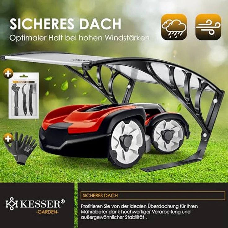 KESSER Mähroboter Garage Dach Carport Überdachung für Mähroboter Rasenmäher Rasenroboter Automower Garten Witterungsbeständig Mährobotergarage inkl. Montagematerial,  Maße 82 x 103 x 47 cm Transparent - Preisvergleich – Bild 3