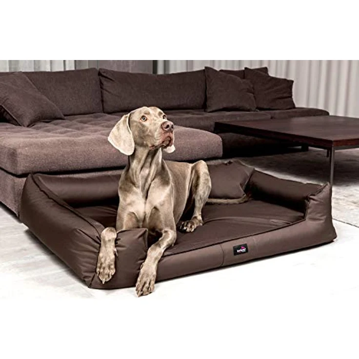 tierlando® Orthopädisches Hundebett Goofy Polyester | ~ inkl. Matratzenschoner ~ (G4 | 110 x 90 cm, L99 Dunkelgrau Leinen) – Bild 4