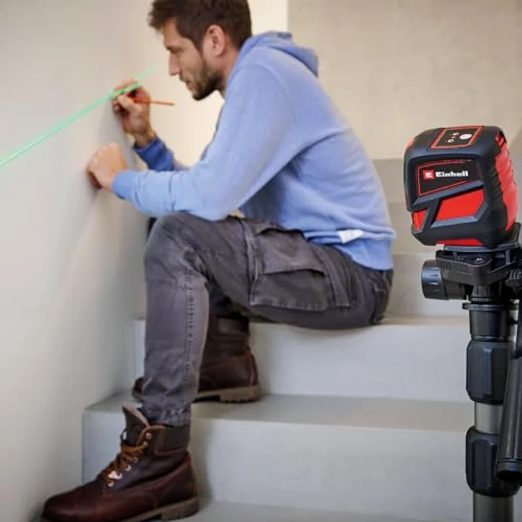 Einhell Kreuzlinienlaser TC-LL 2 G, (Sologerät, Benötigt 2x 1,5 Volt AA-Batterien (nicht im Lieferumfang enthalten), Selbstnivellierung,1/4 Zoll Stativgewinde – Bild 6