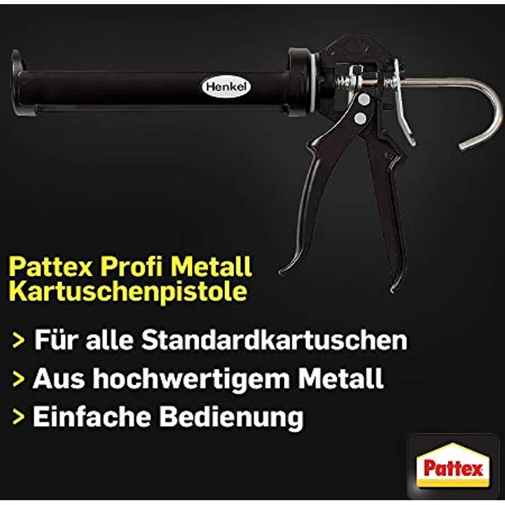 Pattex Profi Metall Kartuschenpistole, Silikonpistole aus Metall für Dicht- & Klebstoff-Kartuschen, Kartuschenpresse mit automatischem Nachlauf- und Schnellstopp, 1 Pistole - Preisvergleich – Bild 2