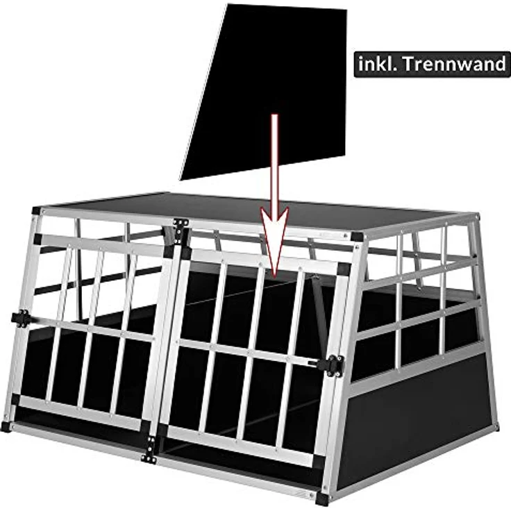 CADOCA® Hundetransportbox Aluminium Hundebox Kofferraum robust verschließbar trapezförmig XL 89x70x51cm Reisebox Autobox Tiertransportbox – Bild 4