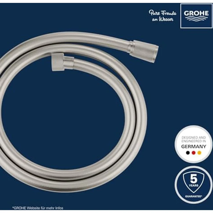 Grohe Brausegarnitur GROHE Silverflex Brauseschlauch TwistStop 1250mm supersteel, 28362DC1, Duschinstallation, AntiFold knickfest, GROHE ProGrip mit Rändelstruktur, Hitzebeständig bis 70°C – Bild 3