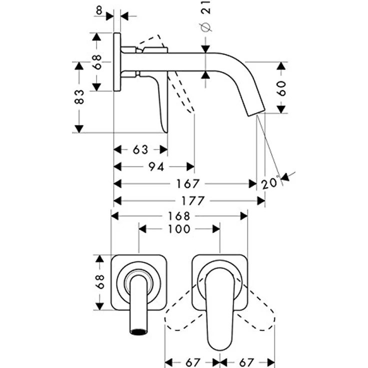 hansgrohe Axor Citterio M Einhebel-Waschtischmischer ohne Platte, Ausladung 167 mm, Chrom – Bild 2