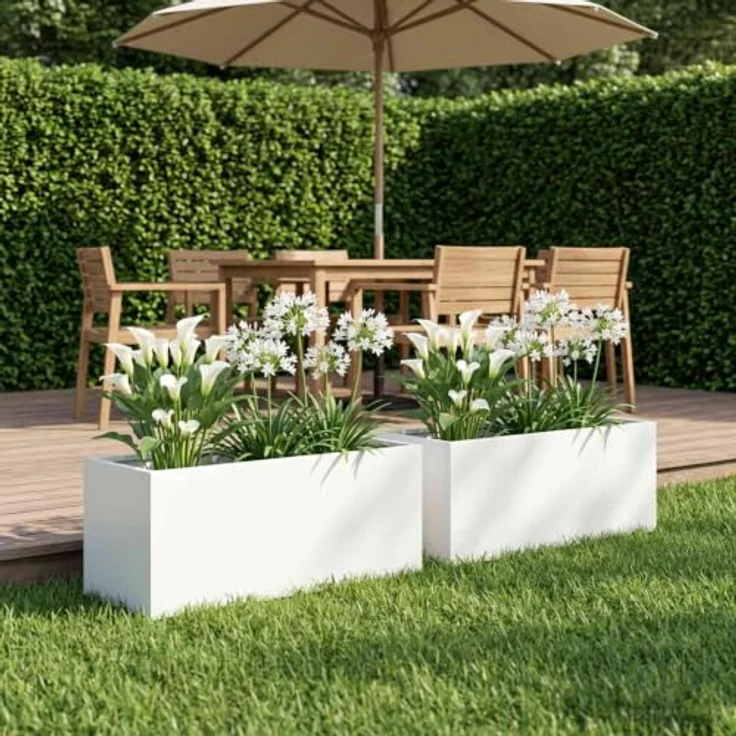 vidaXL Hochbeet, Garten-Pflanzgefäß Set 2 Stk. Wetterfest, Weiß, 60 x 20 x 20 cm – Bild 2