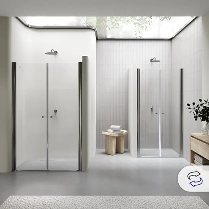 i-flair Dusch-Doppelflügeltür Duschtür Lima aus durchsichtigem ESG Sicherheitsglas, 72x180 cm mit Hebe-Senkmechanismus – Bild 3