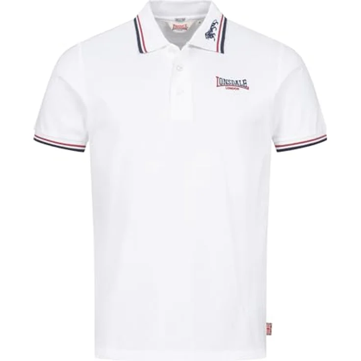 Lonsdale Poloshirt Lion, Arbeitsshirt mit farblich abgesetzten Stickereien und gestreiften Bündchen, blau – Bild 5