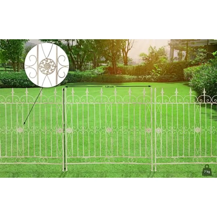 CLP Rankhilfe Mangold, flexibler Gartenzaun aus Eisen, 124 cm breit, rustikaler Zaun mit liebevollen Verzierungen – Bild 3