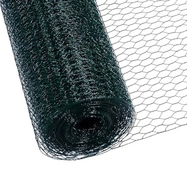 CCLIFE Hühnerzaun Geflügelnetz, PVC-beschichtet, Maschenweite 45 mm, Höhe 100 cm, Länge wählbar 15/25/50 m, Grün