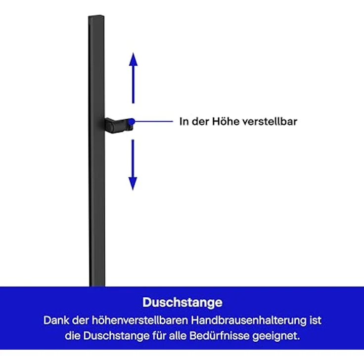 Duravit Universal Duschstange, Höhenverstellbarer Handbrausehalter, 810 mm, Schwarz Matt – Bild 2