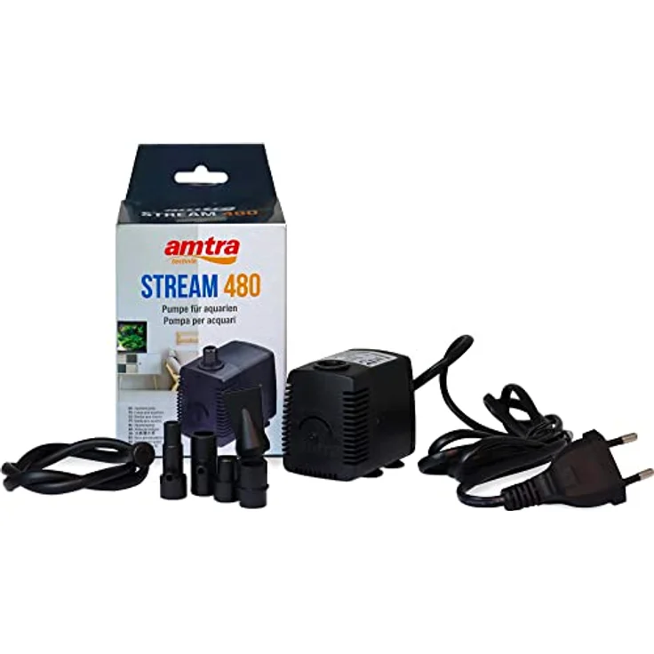 Amtra Stream 480 – Aquariumpumpe für Wasserschildkröten und Fische, elektrisch und tauchbar, max. 520 l/h, 220 V – kleine Tauchpumpe, saugt Wasser aus Aquarien und Teichen, robust und zuverlässig – Bild 2