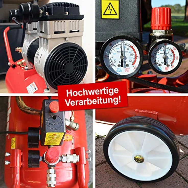 HECHT 2085 Flüster Kompressor, 8bar, 50 Liter, 196l/h, Druckminderer und Schnellkupplung – Bild 3