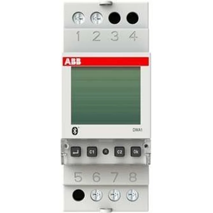 ABB DWA1, Astronomische Zeitschaltuhr mit Bluetooth-Schnittstelle, 120 Programme, plombierbare Klarsichtabdeckung, hinterleuchtetes Display