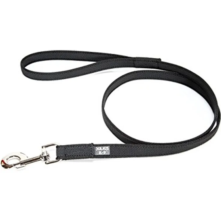JULIUS K-9 IDC Color & Gray gumierte Leine, 20 mm x 2 m mit Schlaufe und D-Ring, strapazierfähig, Schwarz-Grau