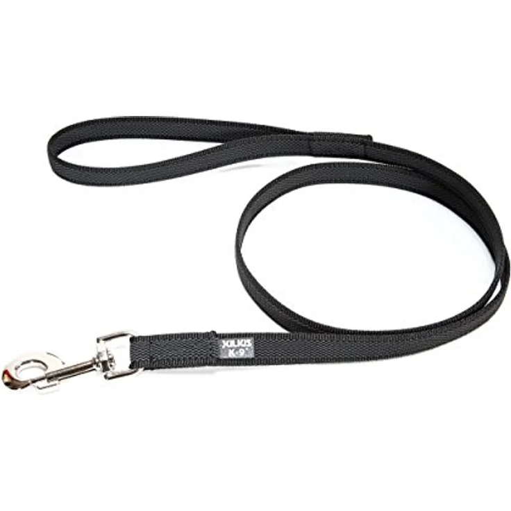 JULIUS K-9 IDC Color & Gray gumierte Leine, 20 mm x 2 m mit Schlaufe und D-Ring, strapazierfähig, Schwarz-Grau – Bild 1