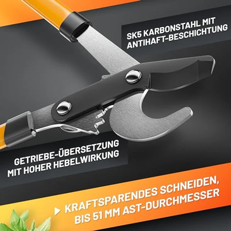 GRÜNTEK Getriebe-Astschere T-REX 765 mm, scharfe Bypass Baumschere, 2-Fach höhere Kraftübertragung Dank Doppel-Gear-Drive Schneidsystem, mit 100 Tage - Zufriedenheits-Garantie – Bild 2