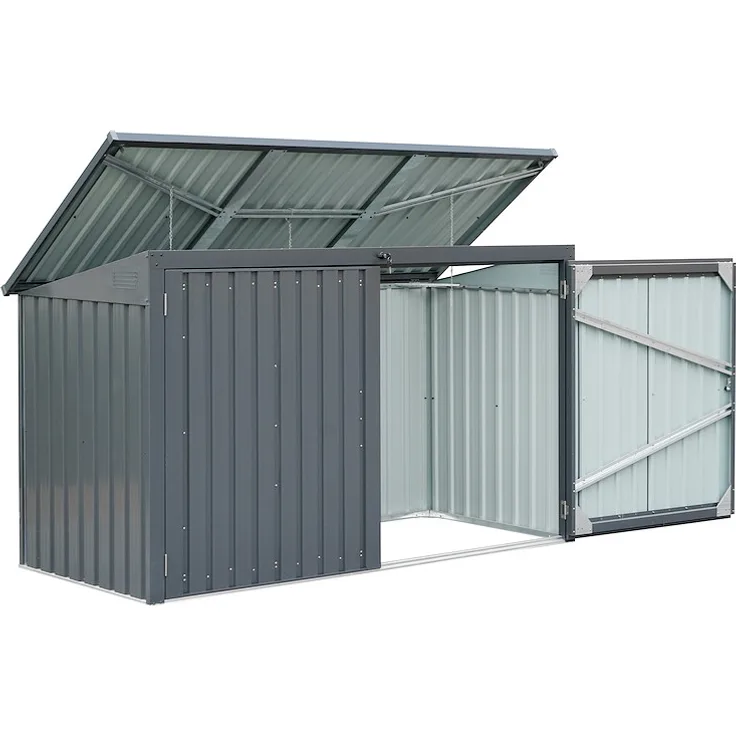 JUNGELMAR Mülleimer-Garage Gr. III, für 3 Mülltonnen à 240 Liter, anthrazit, abschließbar, mit Gasdruckfeder und Belüftungsgitter