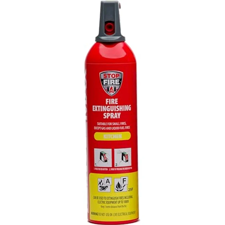 ReinoldMax Feuerlöschspray, 750 ml für Brandklassen A und F25, geeignet für Elektrogeräte bis 1000V, rückstandsfrei und handlich – Bild 1