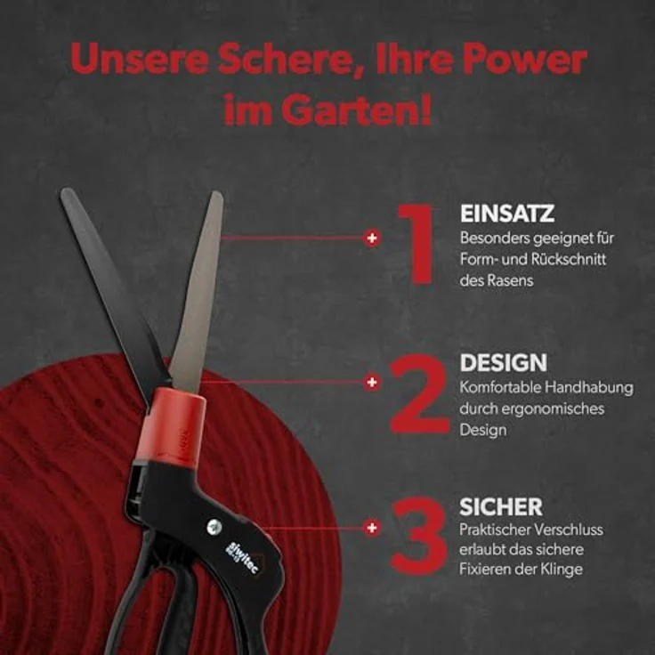 siwitec Grasschere SG-13 für das Schneiden von Rasenkanten mit 360° drehbaren Schneidkopf | Rasenkantenschere | Strauchschere | Gartenschere | Rasenschere – Bild 4
