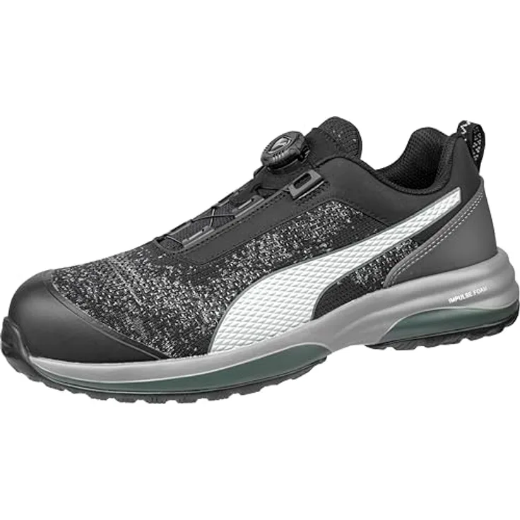 PUMA Safety CHARGE BLACK DISC LOW Arbeitsschuh, Sicherheitsschuhe mit IMPULSE.FOAM® und POWER PLATE, schwarz