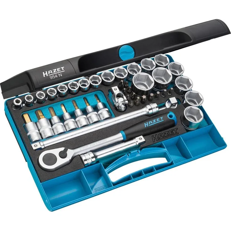 ELC Steckschlüsselset 1/2" 954N, 44-teilig mit Chrom-Vanadium-Stahl, TiN-beschichteten Schraubendreher-Einsätzen und Tragetasche