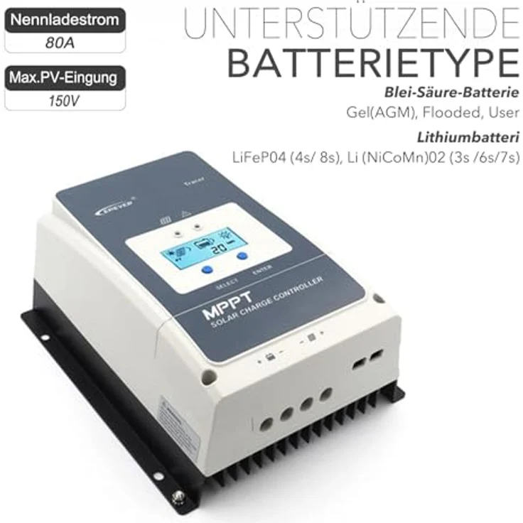 EPEVER Tracer-AN MPPT Laderregler solar charge controller 12V/24/36/48V auto work (Tracer8415AN, 80A) - Fortschrittliche MPPT-Technik, hohe Effizienz – Bild 3