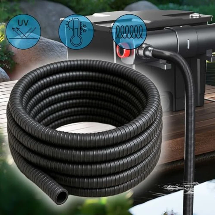 Wiltec Flexibler Förderschlauch 50m, Spiralschlauch 25mm (1"), schwarz, mit verstärkter Hart-PVC-Spirale für optimale Wasserführung – Bild 2