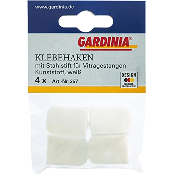 Gardinia Klebehaken für Vitragestangen-Scheibenstangen Weiß – Bild 5