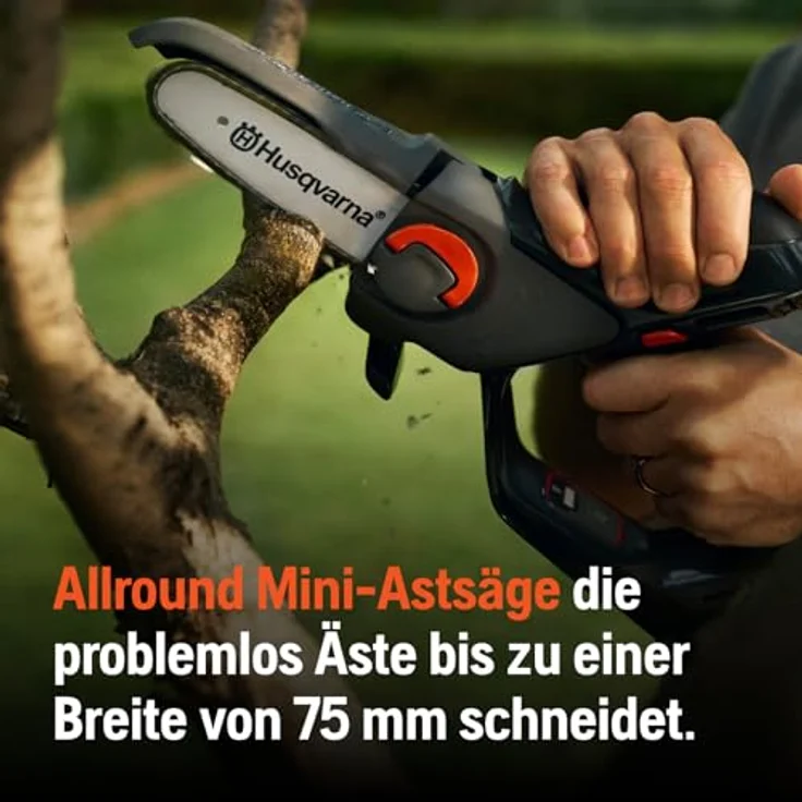 Husqvarna Aspire P5-P4A, Akku-Kettensäge mit Akku & Ladegerät, optimal zum Schneiden von Ästen bis 75 mm Durchmesser, inkl. Wandaufbewahrungshaken – Bild 3