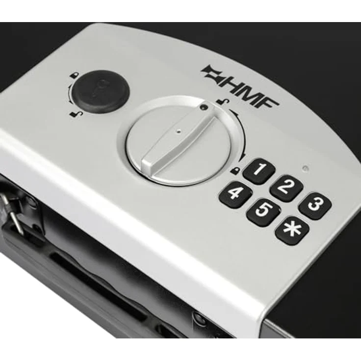 HMF Geldkassette kleiner Tresor mit Elektronikschloss, Dokumentensafe für DIN A4 Dokumente, 32,5 x 25,5 x 12,5 cm, in elegantem Schwarz – Bild 4