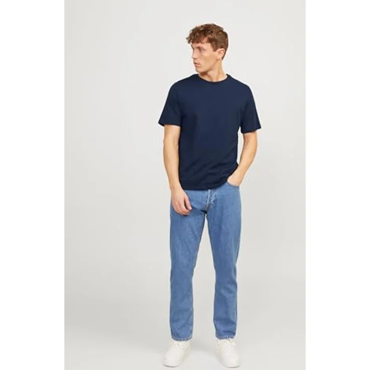 Jack & Jones Herren Organic Basic Shirt Multipack, 5 Stück, Schwarz, Weiß, Blau, Rundhalsausschnitt, Größe XXL – Bild 5